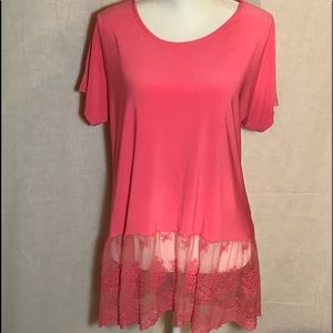 Simply Noelle Coral Tunic w/Lace - FINAL